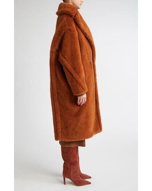 Max Mara Brown Tedgirl Oversize Double Breasted Alpaca Blend Coat