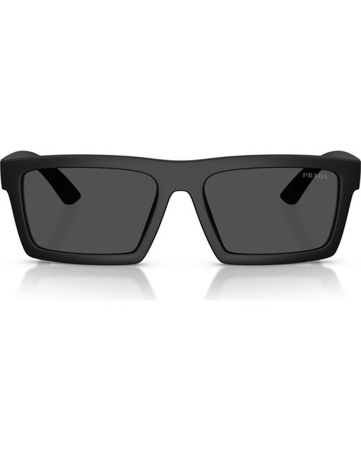 Prada Linea Rossa Gray 58Mm Rectangular Sunglasses for men
