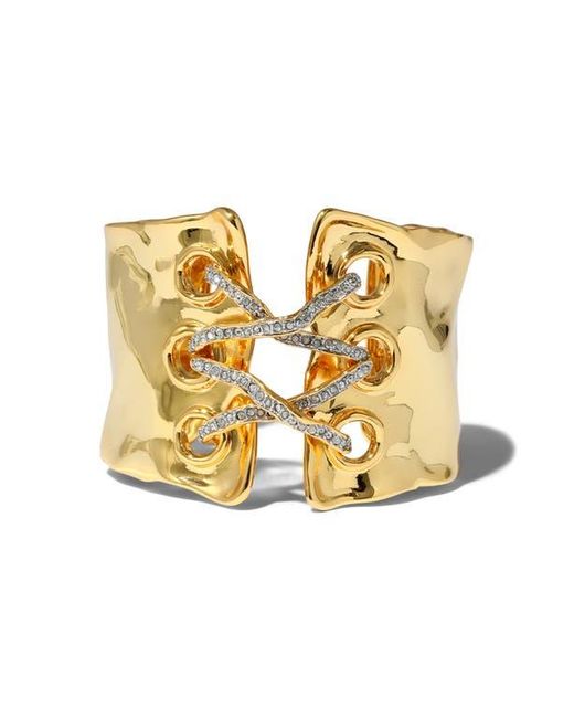 Alexis Metallic Solanales Crystal Lace-Up Cuff Bracelet