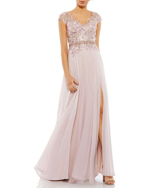 Mac Duggal Women's Pink Embellished Cap Sleeve Bodice Chiffon Gown Mac Duggal Women's Pink Embellished Cap Sleeve Bodice Chiffon Gown