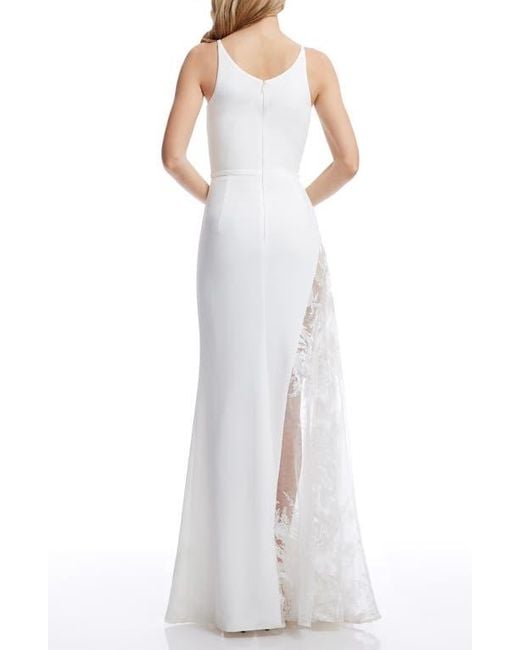 Dress the Population Gianna Lace Panel Crepe Eveninggown in White | Lyst