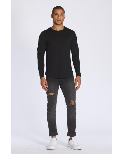 Cuts Black Ao Curved Hem Long Sleeve T-shirt for men