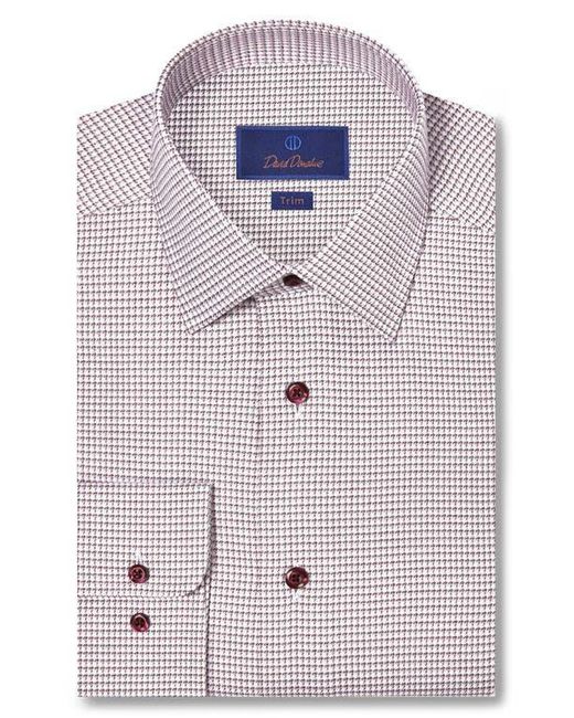 david donahue trim fit dress shirts David Donahue Neat Diamond Dress Shirt TBSP11202 Wht/Choco 102 / 18 / 34x35 main image 1