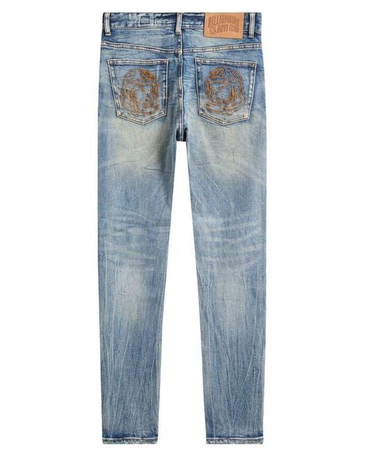 BBCICECREAM Blue Bb Trek Slim Fit Distressed Jeans for men