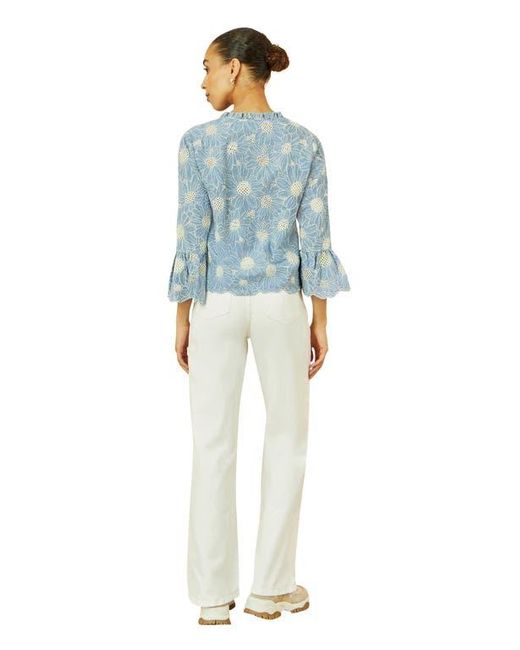 Yumi' Blue Daisy Broderie Shirt