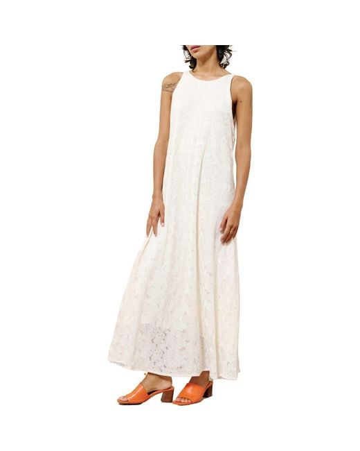 FRNCH White Eliza Strappy Back Cotton Blend Maxi Sundress