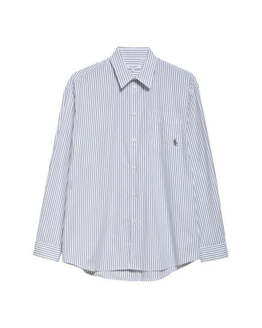 Sporty & Rich Gray Src Stripe Oversize Cotton Poplin Button-Up Shirt