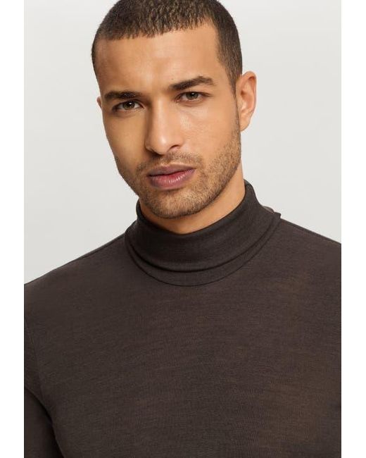 Hanro Black Woolen Silk Thermal Turtleneck for men
