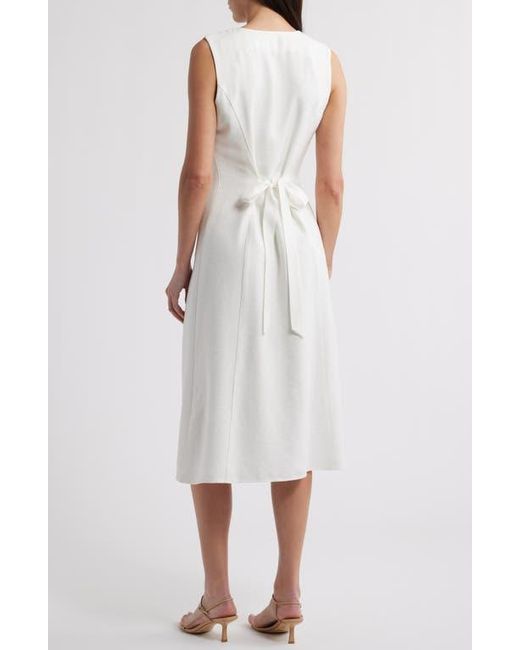 Charles Henry White Button-Up Midi Dress