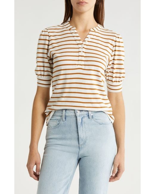 Rails White Jewel Stripe Short Sleeve Henley T-shirt