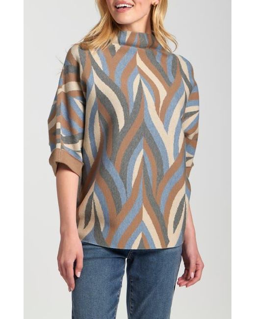 Apny Black Interlacing Lines Cowl Neck Sweater