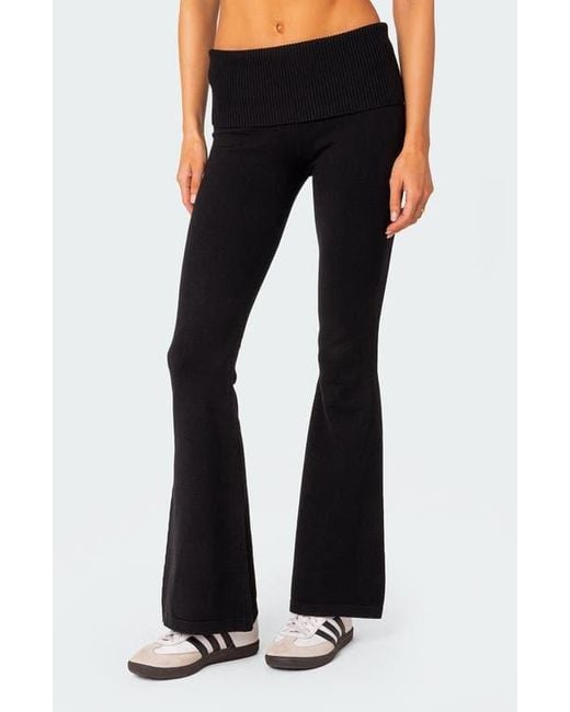 Edikted Blue Desiree Foldover Flare Pants