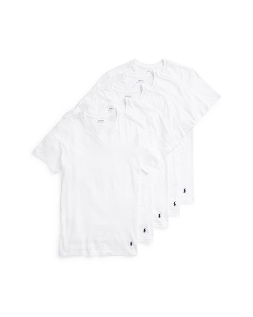 Polo Ralph Lauren White 5-pack Slim Fit V-neck T-shirts for men