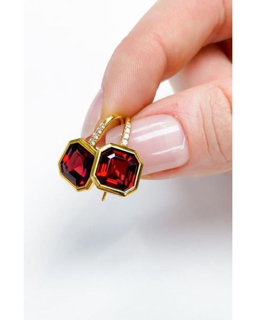 Goshwara Red Gossip Asscher-Cut Semiprecious Stone & Diamond Drop Earrings