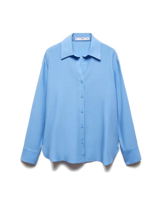 Mango Long Sleeve Button-up Shirt in Blue | Lyst