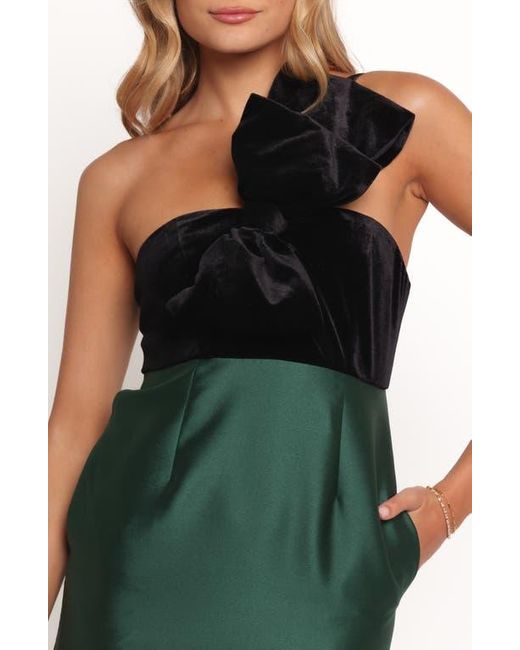 Petal & Pup Amelia One-Shoulder Velvet & Satin Dress in Green | Lyst