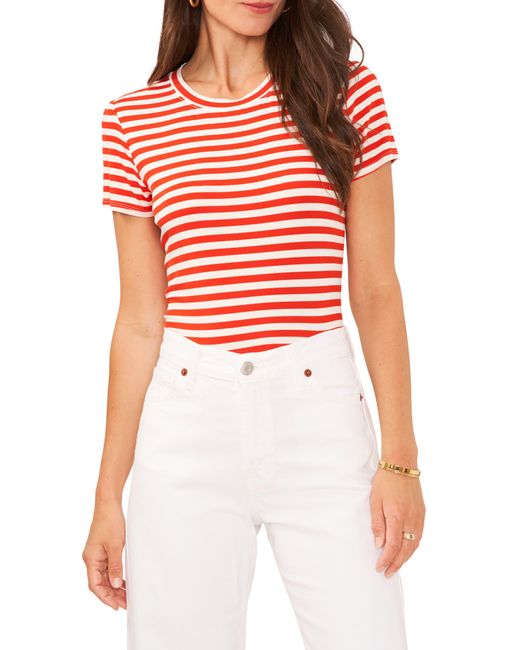 Vince Camuto Red Stripe Polished Knit T-shirt