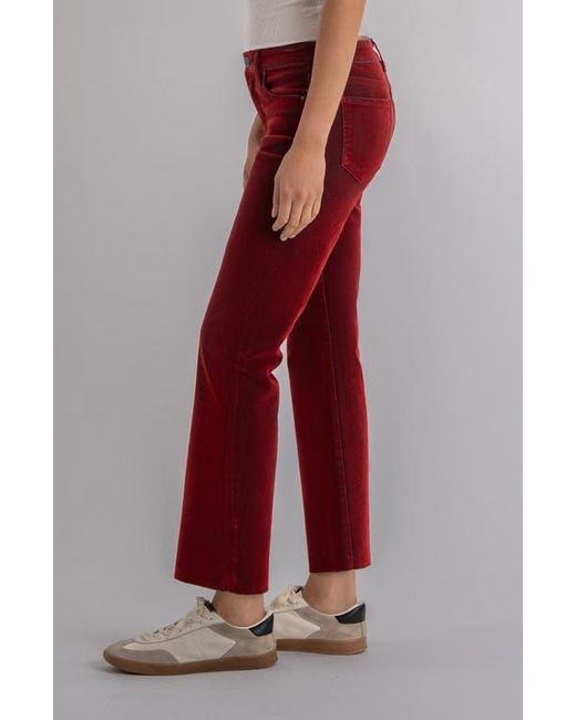 Kut From The Kloth Red Kelsey Fab Ab Raw Hem Ankle Flare Jeans
