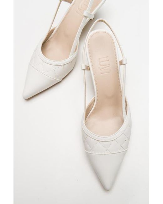 Prologue Shoes Goodge Slingback Pointed Toe Pump in Natural | Lyst