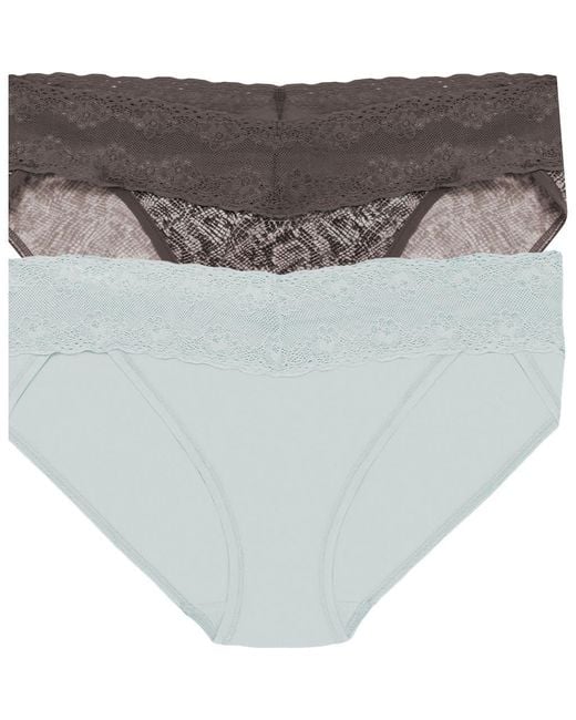 Natori Gray Bliss Perfection Lace Trim Bikini Brief 2-Pack
