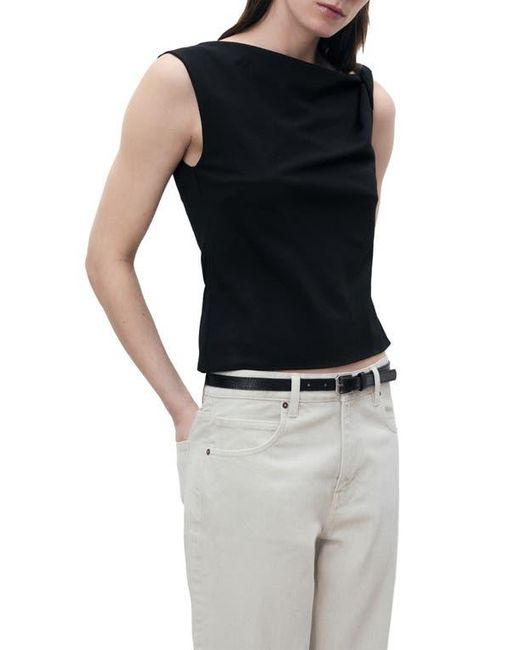 Mango Black Asymmetric Drape Top