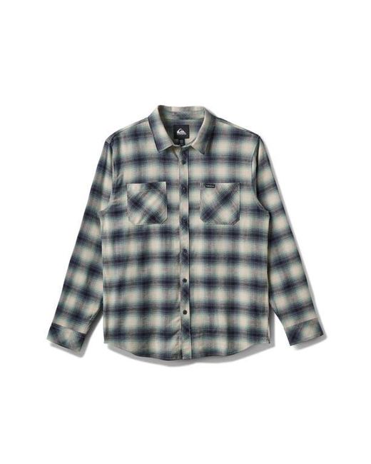 Quiksilver Gray Terrace Ombre Check Stretch Flannel Button-Up Shirt for men