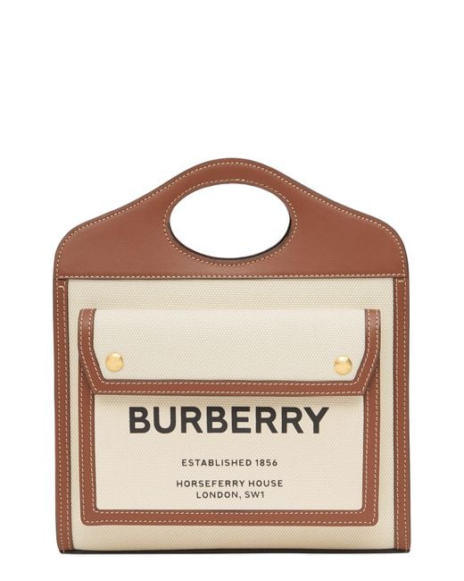 Burberry Brown Mini Two-tone Canvas & Leather Pocket Bag