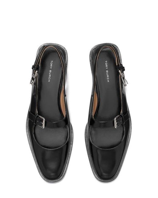 Tory Burch Black Multibuckle Slingback Flat