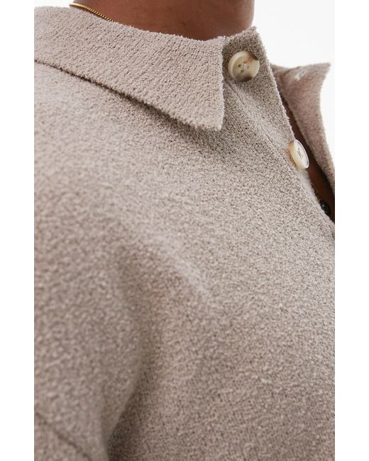 Topman Gray Cotton Blend Polo Sweater for men
