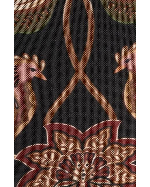 Farm Rio Brown Berry Garden Long Sleeve Ruched Dress