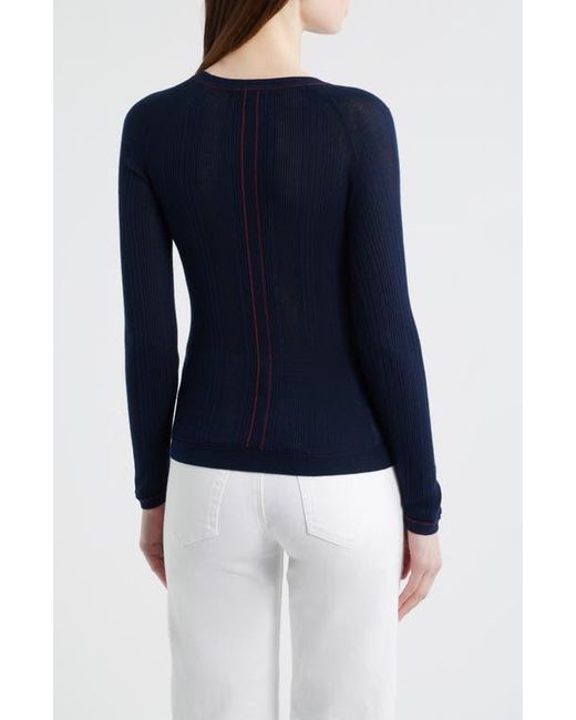 Rag & Bone Blue Teresa Raglan Sleeve Rib Top