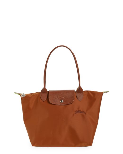 Longchamp Brown Medium Le Pliage Green Recycled Canvas Shoulder Tote Bag