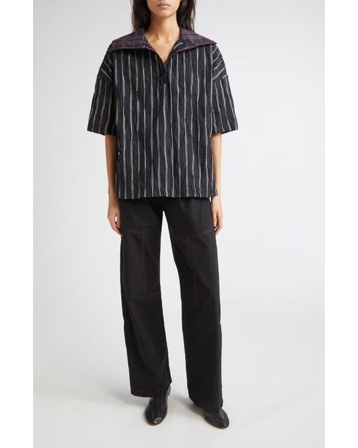 KÚR Black High Neck Drop Shoulder Shirt