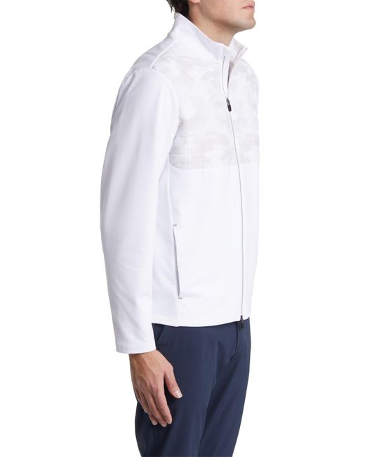 Johnnie-o White Godwin Mixed Media Quilted Knit Zip Jacket for men