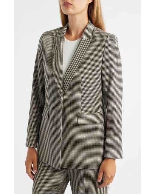 Anne Klein Gray Herringbone One-Button Blazer