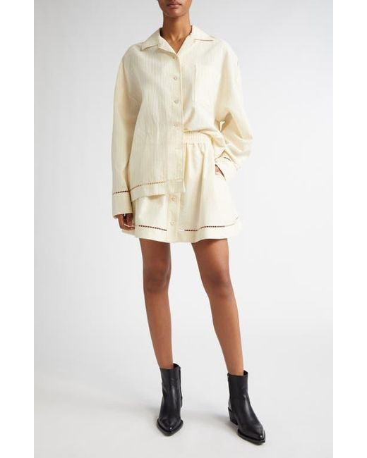 Golden Goose Deluxe Brand Natural Texture Stripe Oversize Button-Up Shirt