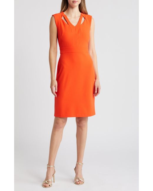 Tahari Orange Cap Sleeve Cutout Sheath Dress
