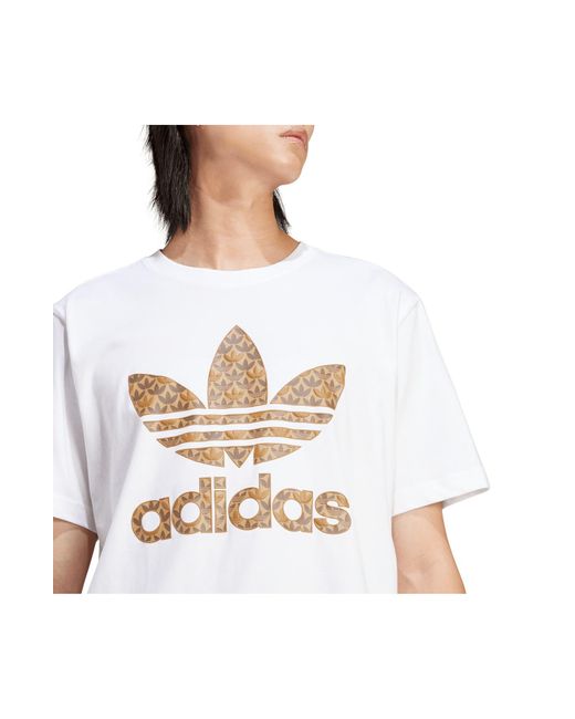 Adidas Originals White Mono Trefoil Logo Graphic T-shirt for men