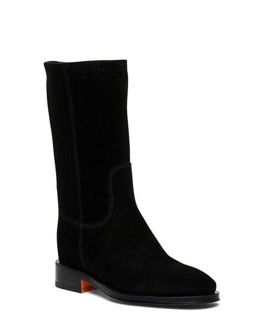 Santoni Black Suede Boot