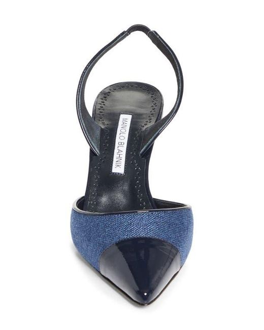 Manolo Blahnik Blue Capsli Cap Toe Slingback Pump