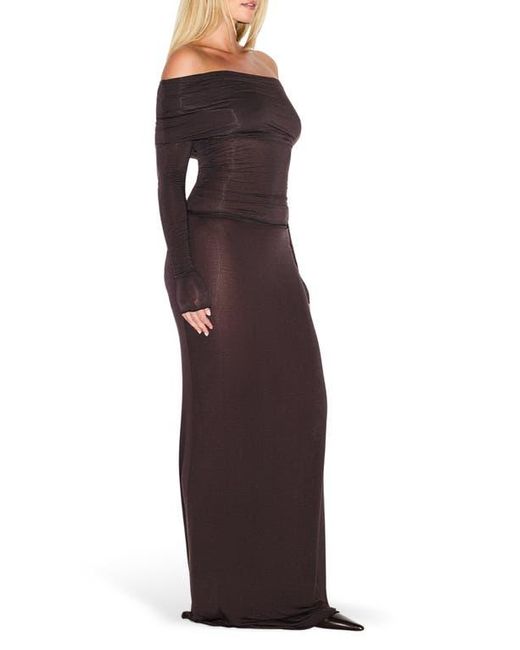 Skims Purple Sheer Modal Off The Shoulder Long Sleeve Top
