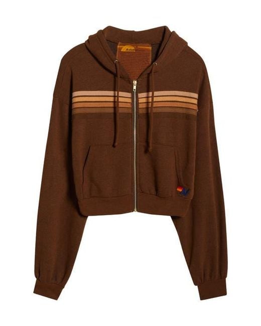 Aviator Nation Brown 5-Stripe Zip Hoodie