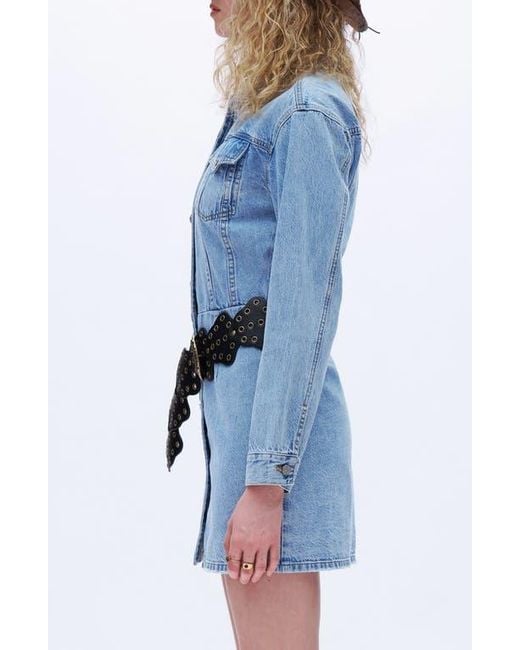 Bayeas Blue Long Sleeve Denim Minidress