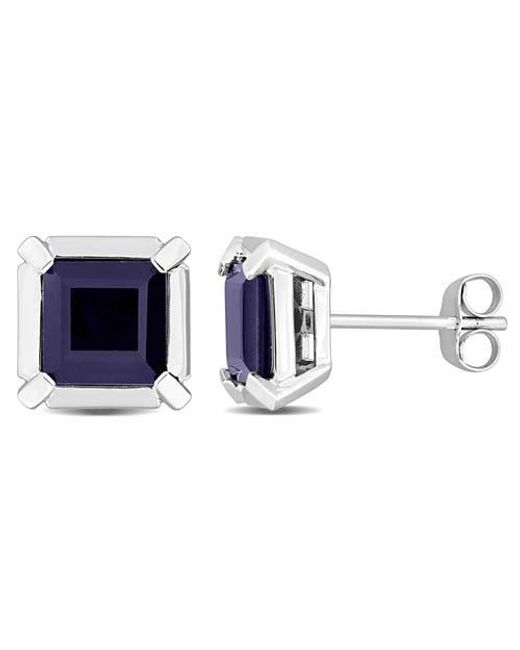 Julianna B Blue Square Stud Earrings 14K