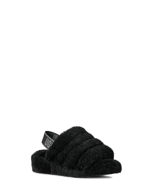 Ugg Black Kids' Fluff Yeah Slingback Sandal