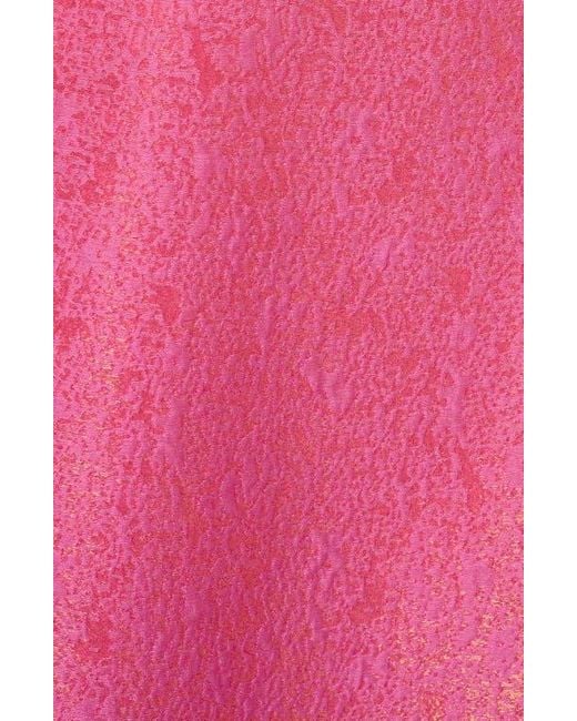 Adrianna Papell Pink Metallic Jacquard Drop Waist Midi Dress
