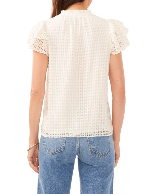 1.STATE Blue Lace Flutter Sleeve Top