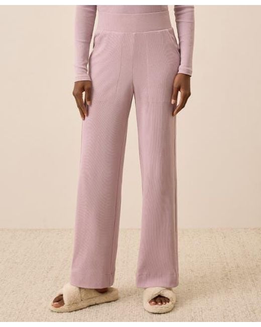 Pact Pink Dream Rib Wide Leg Lounge Pant