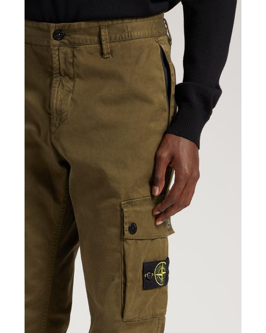Stone Island Stretch Cotton Cargo Pants in Green for Men | Lyst