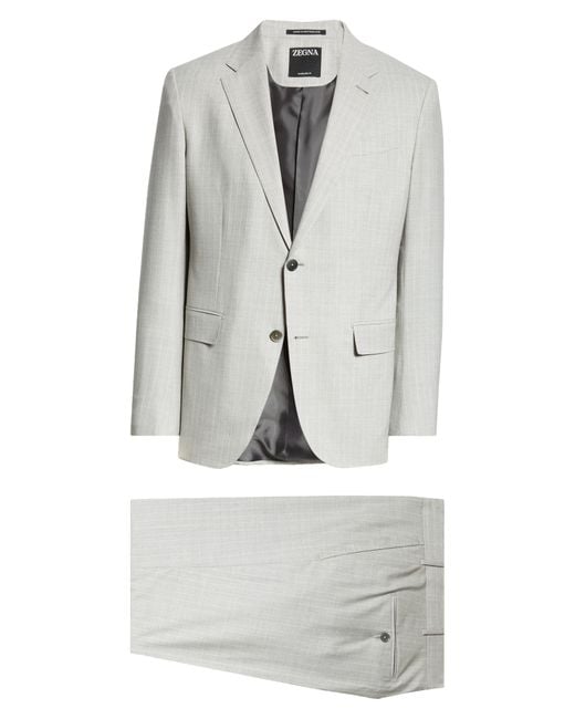 Zegna Gray 14milmil14 Regular Fit Pinstripe Wool Suit for men
